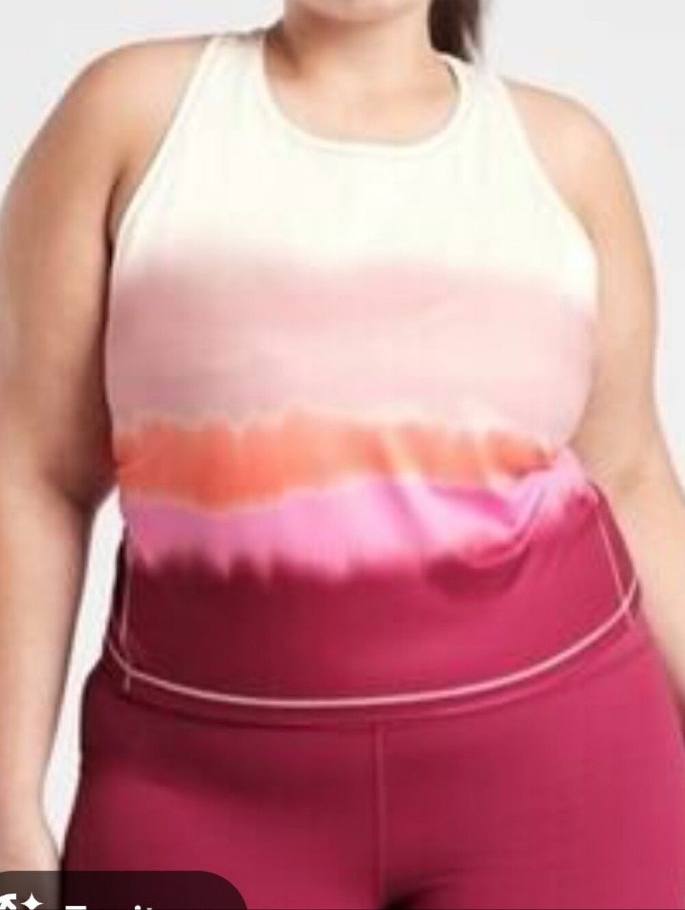 ATHLETA 3X Shanti Printed Crop Tank in Sea Spray Vintage Plum Ombre
